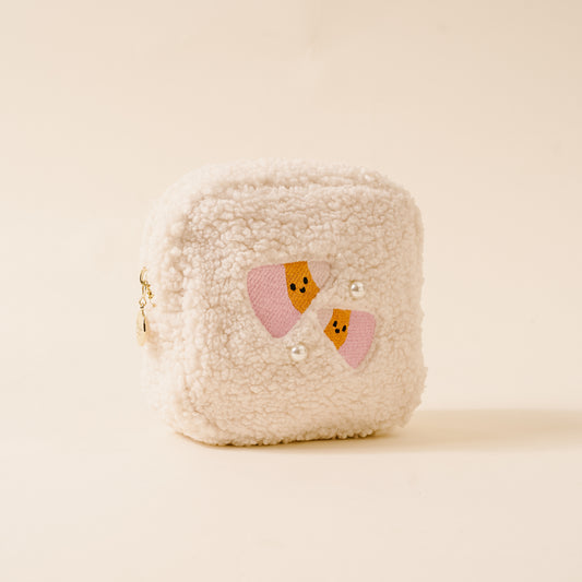 Fuzzy Teddy Pouch Candy Corn