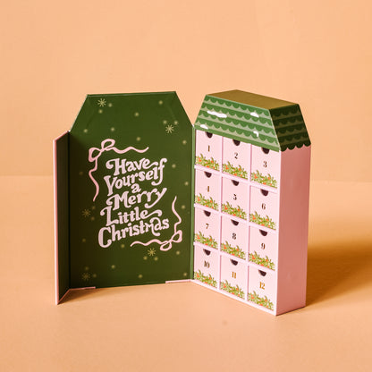 Classic Holiday Advent Calendar & Mini Artificial Christmas Tree Bundle