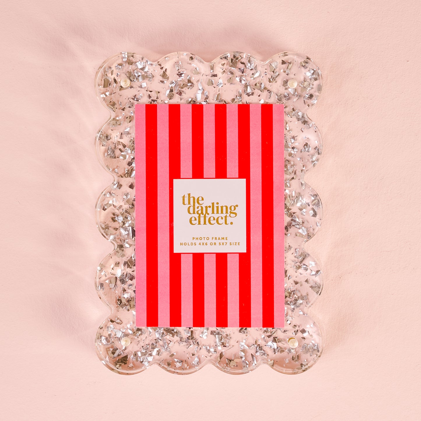 Square Scalloped Acrylic Frame-Silver Glitter