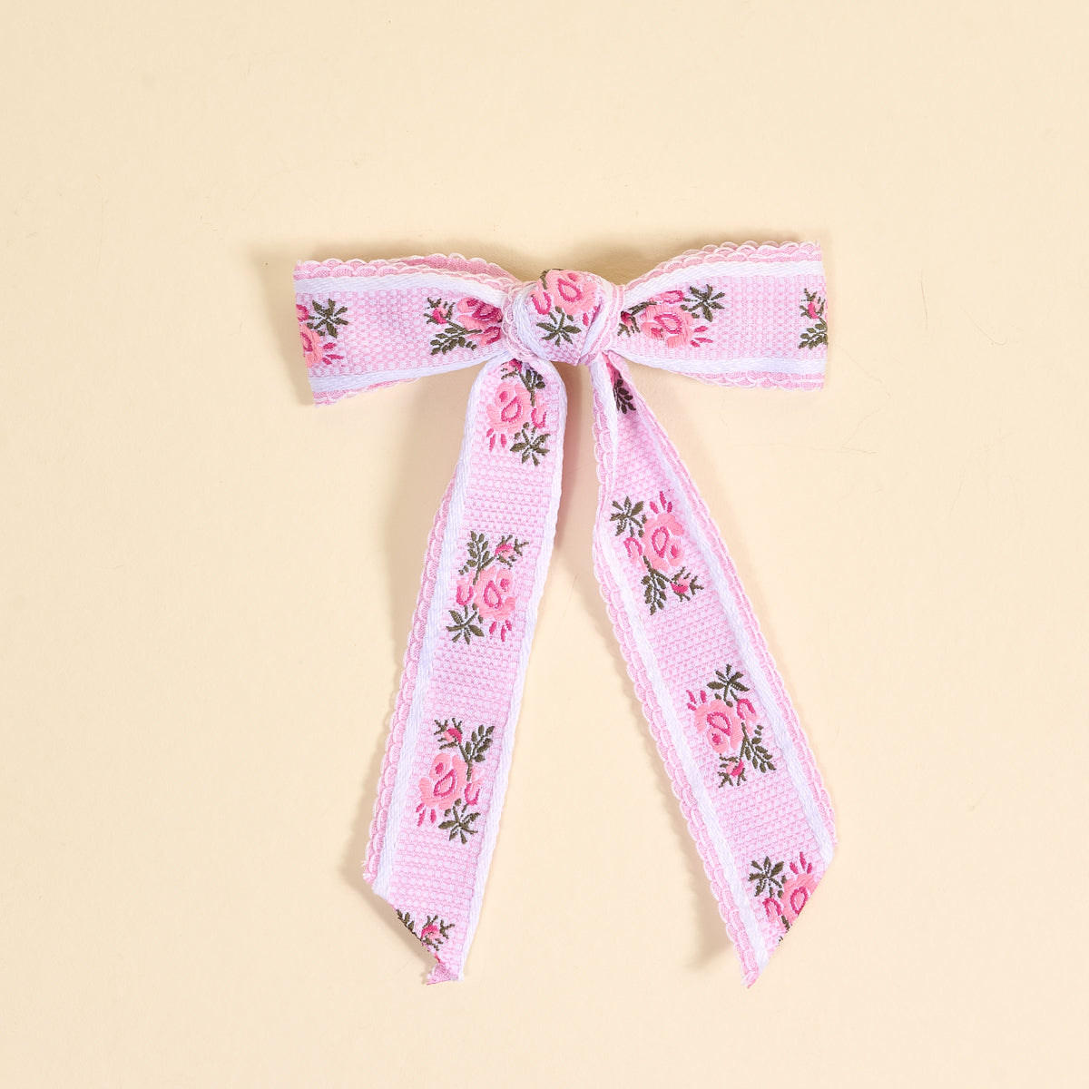 Heirloom Rosette Hair Bow-Pink