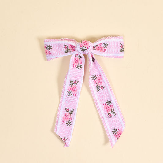 Heirloom Rosette Hair Bow-Pink