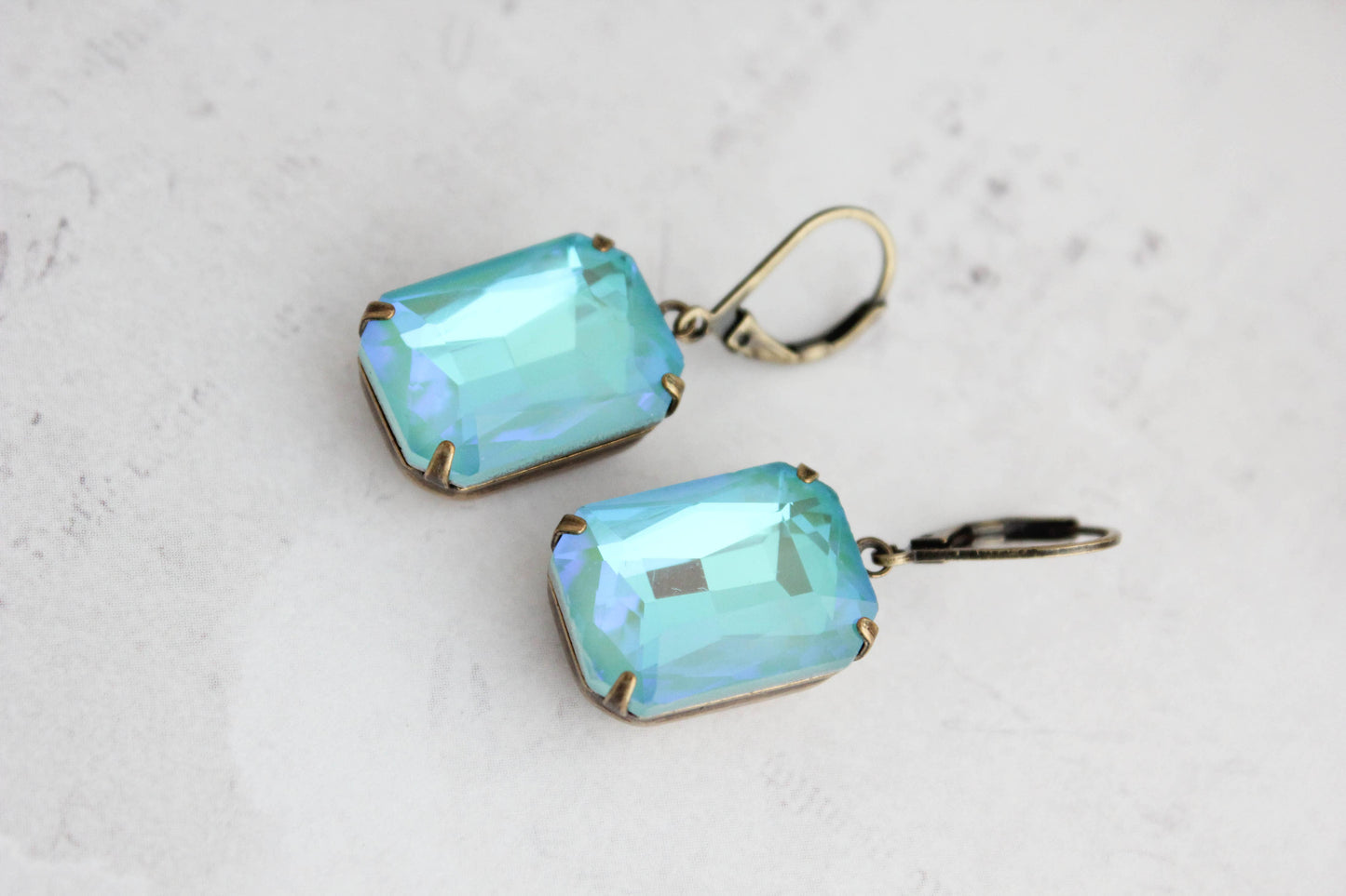 A Pocket of Posies - Aqua Glass Earrings | Big Glass Jewels | Vintage Style