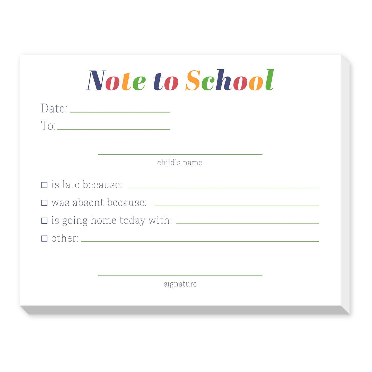 BLUE NOTE TO SCHOOL DITTIE NOTEPAD