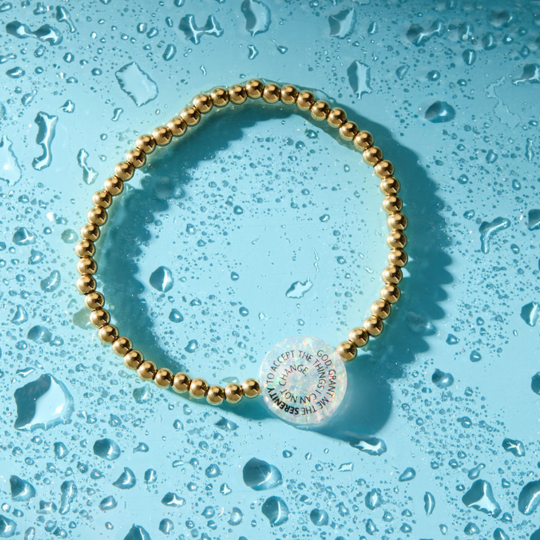 Holy Water Bracelet - HOLY WATER SERENITY PRAYER BRACELET: Crystal Pearl