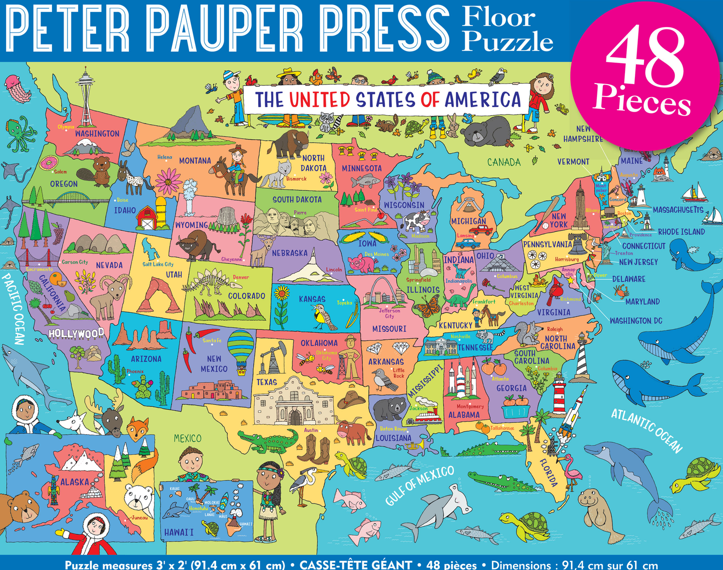 Peter Pauper Press - USA Map Kids' Floor Puzzle