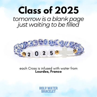 Holy Water Bracelet - HOLY WATER 2025 GRAD BRACELET IN BLUE PORCELAIN: Stainless Steel
