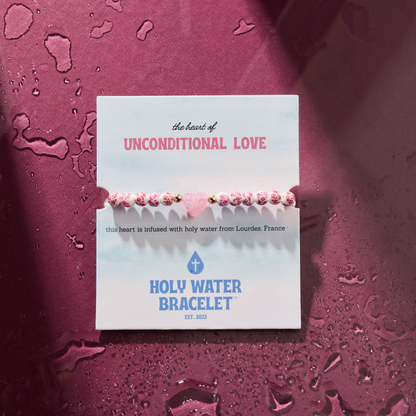 Holy Water Bracelet - Holy Water Porcelain Heart Bracelet: Stainless Steel Spacer Beads