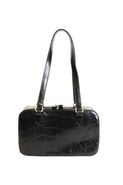 Jackie Faux Croc Boston Shoulder Bag