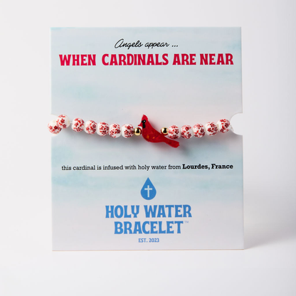 Holy Water Bracelet - Holy Water Porcelain Red Cardinal Bracelet: Gold Spacer Beads