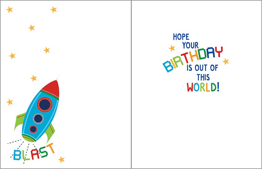 GINA B DESIGNS - Birthday Greeting Card - Birthday Blast Off