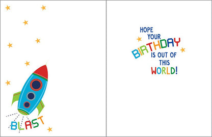 GINA B DESIGNS - Birthday Greeting Card - Birthday Blast Off