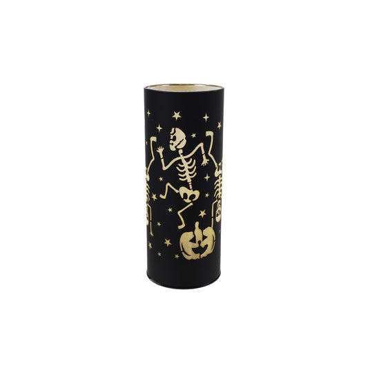 Glass LED Light with Laser Etched Dancing Skeletons & Jack-O-Lanternssh