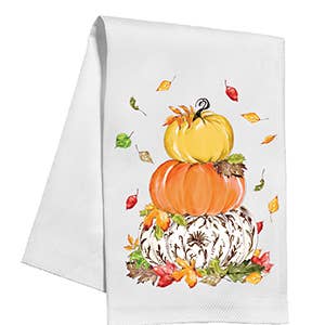 RosanneBeck Collections - Brown Chinoiserie Pumpkin Stack Kitchen Towel