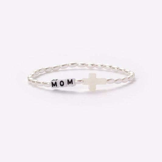 HOLY WATER CUSTOM BRACELET - MOM: Cross ✝️ / Crystal Pearl