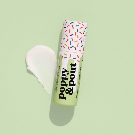 Poppy & Pout - Lip Balm, Birthday Confetti Cake, Green
