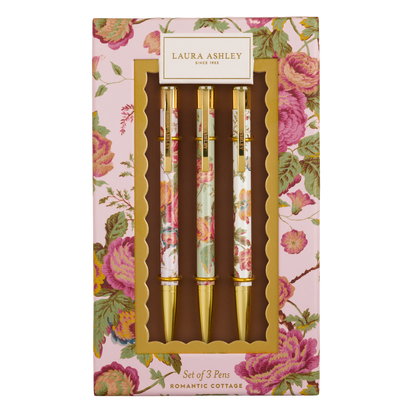 Laura Ashley Pen Set of 3 - Romantic Cottage