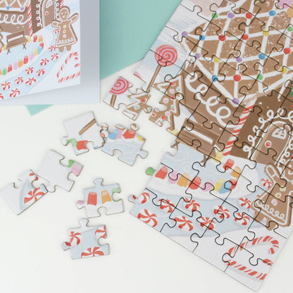 Inklings Paperie - Puzzle Greeting Card - Gingerbread House