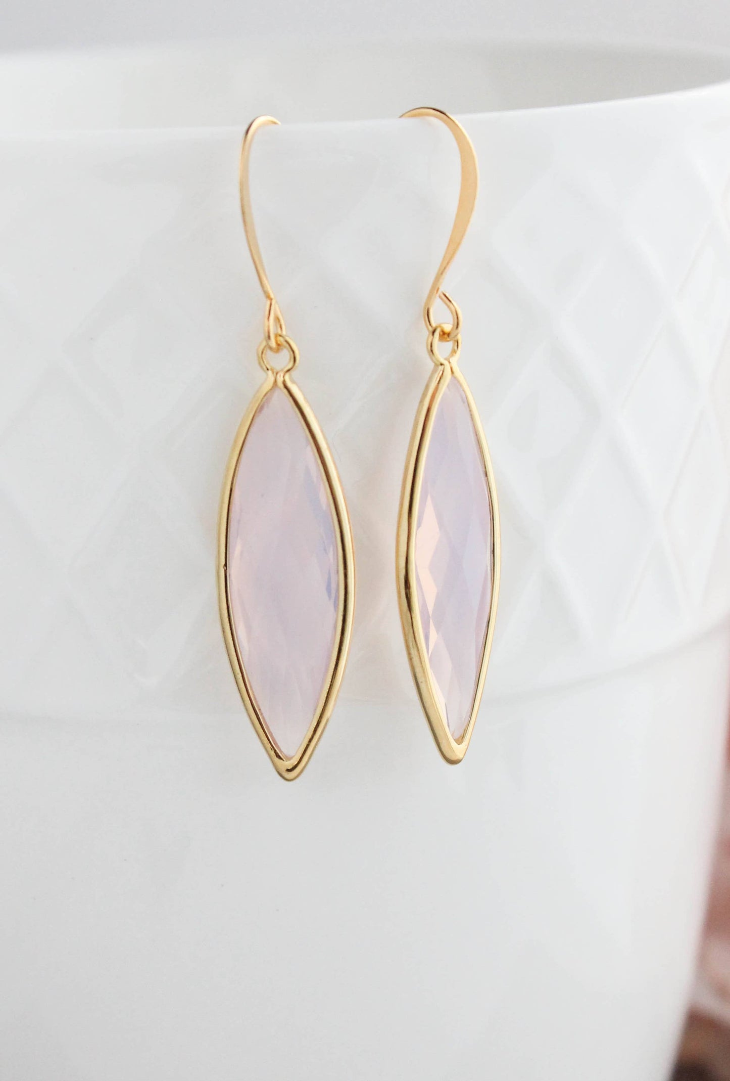 A Pocket of Posies - Glass Marquis Drop Earrings -Violet Opal