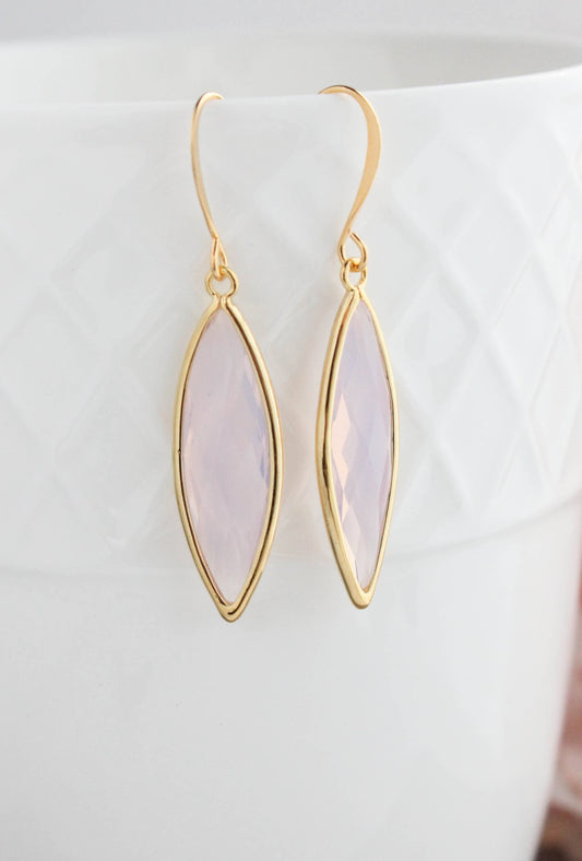 A Pocket of Posies - Glass Marquis Drop Earrings -Violet Opal