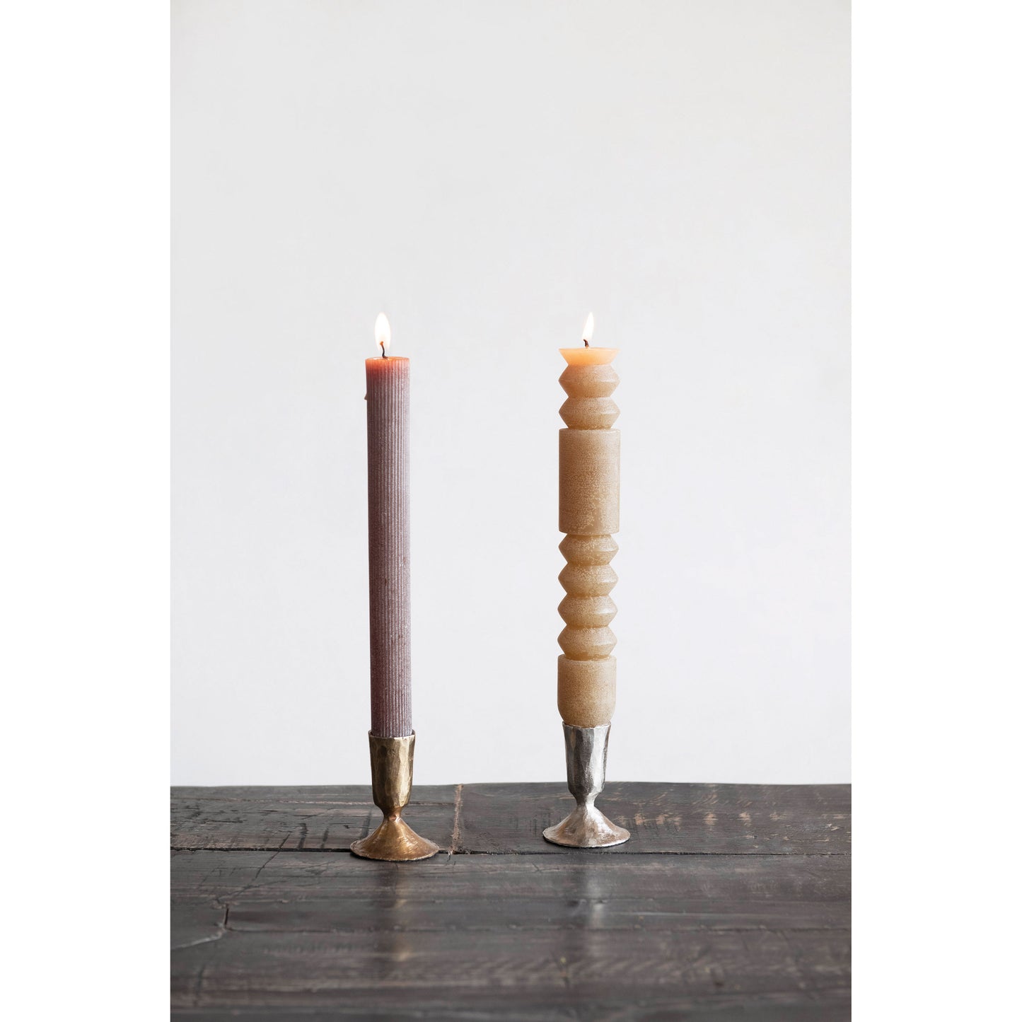 Rustic Forged Cast Iron Taper Holder, Pair
