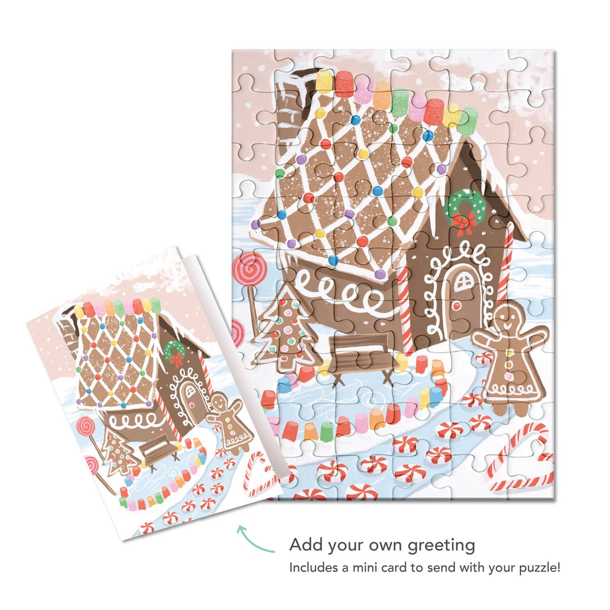 Inklings Paperie - Puzzle Greeting Card - Gingerbread House
