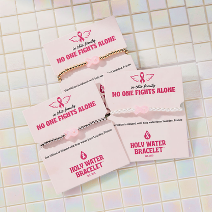 Holy Water Bracelet - Holy Water Pink Ribbon Awareness Bracelet In Crystal Pearl