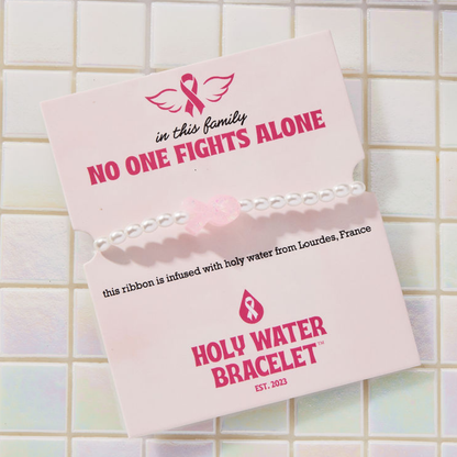 Holy Water Bracelet - Holy Water Pink Ribbon Awareness Bracelet In Crystal Pearl