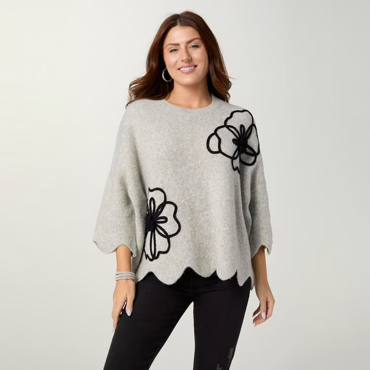 Taline Relaxed Fit Flower Sweater