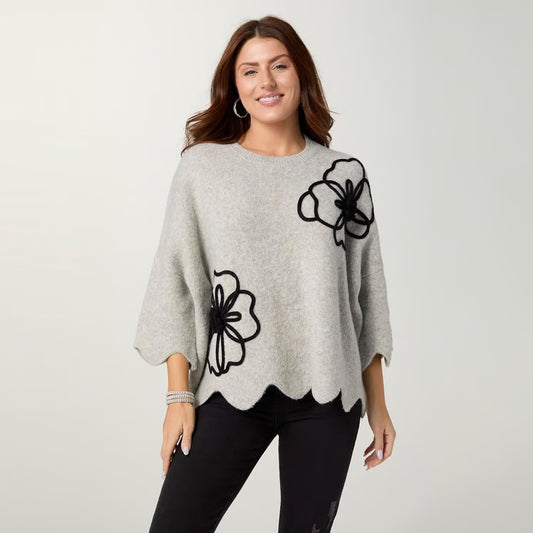 Taline Relaxed Fit Flower Sweater