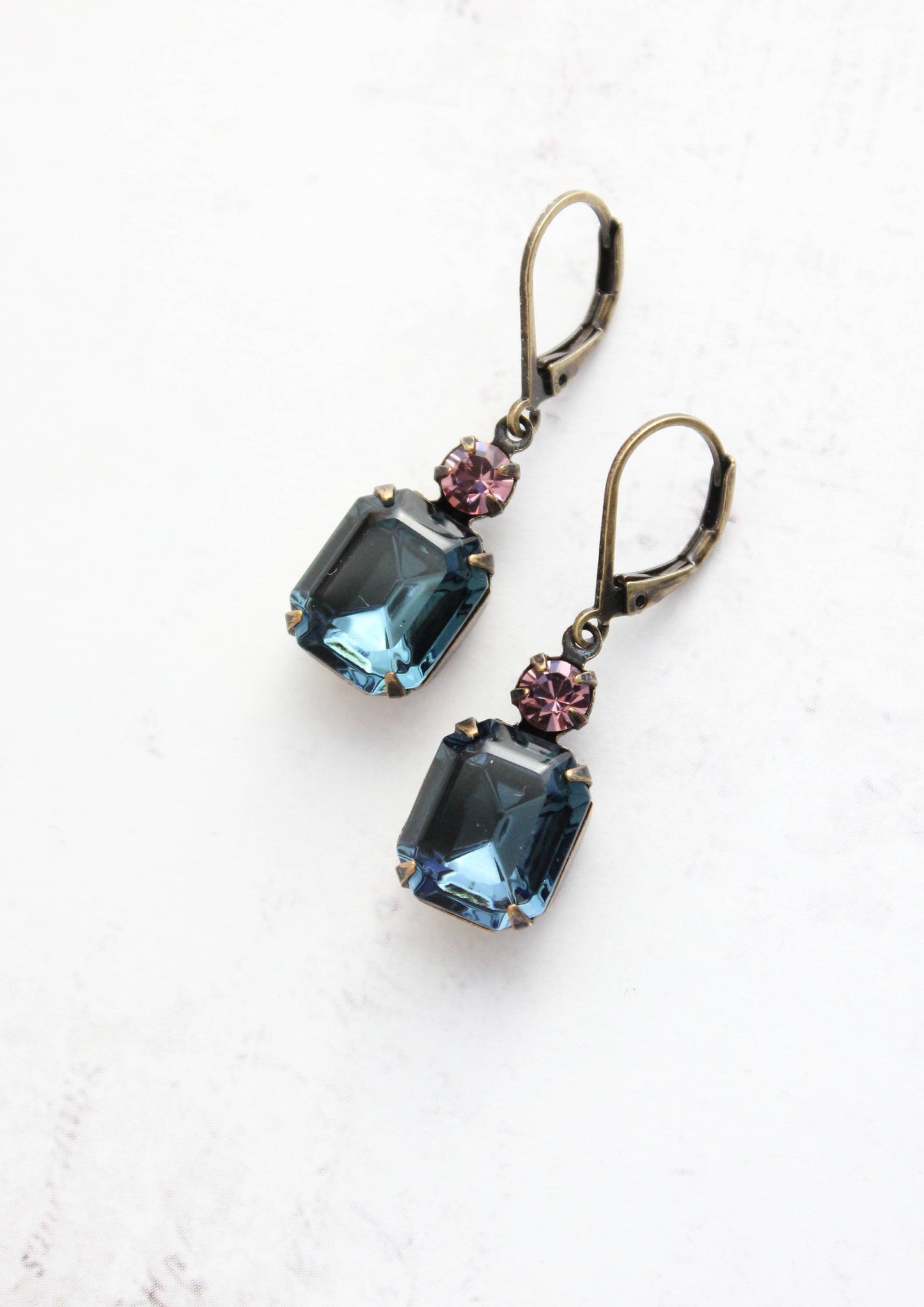 A Pocket of Posies - Midnight Blue Earrings | Vintage Glass | Navy Drop Earrings