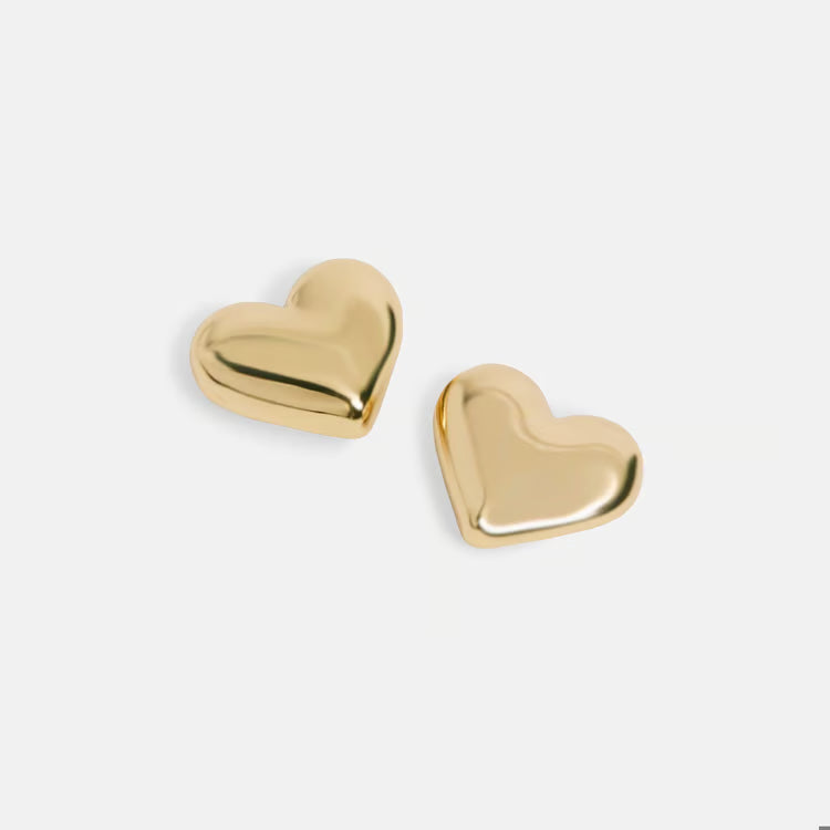 Whispers Bubble Heart Stud Earrings - Gold