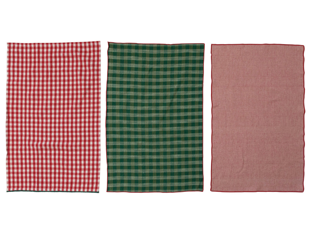 Woven Cotton Christmas Dish Towels