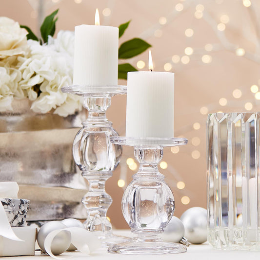 Glass Pedestal Candle Holders