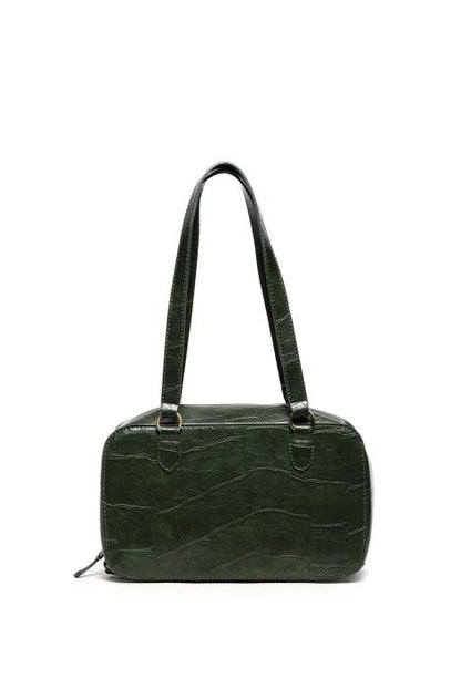 Jackie Faux Croc Boston Shoulder Bag