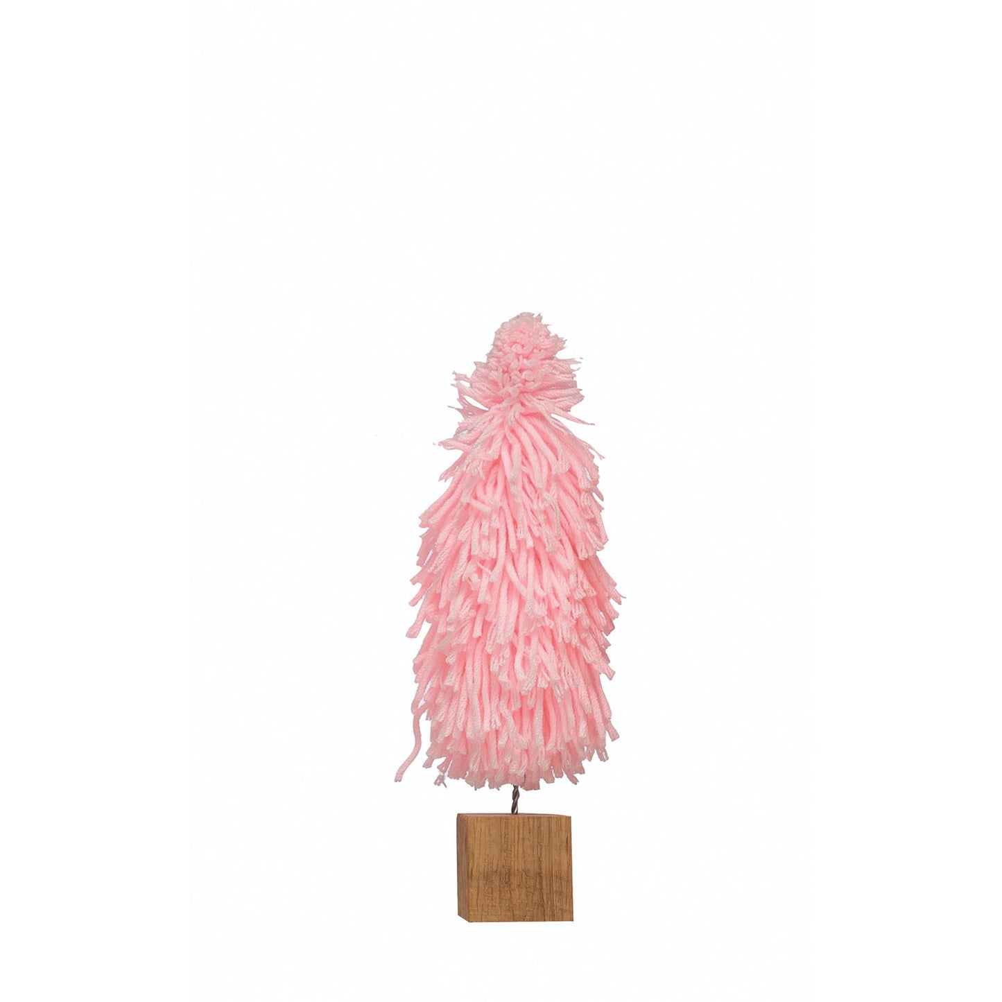 Pink Yarn Tree on wood Block Base