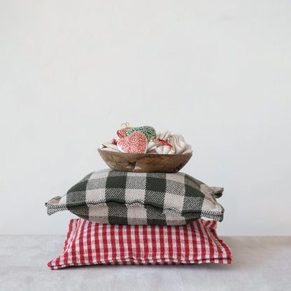 18" Square Red Gingham Pillow