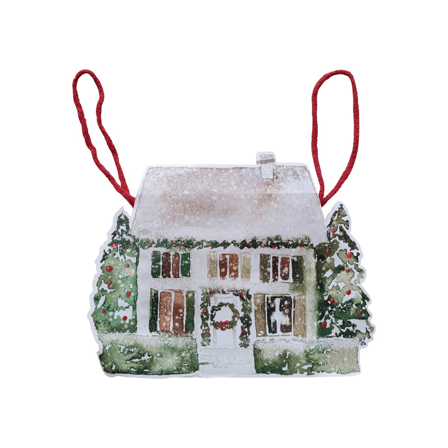 Printed Recycled Paper House Shaped Gift Bag, Multi Color