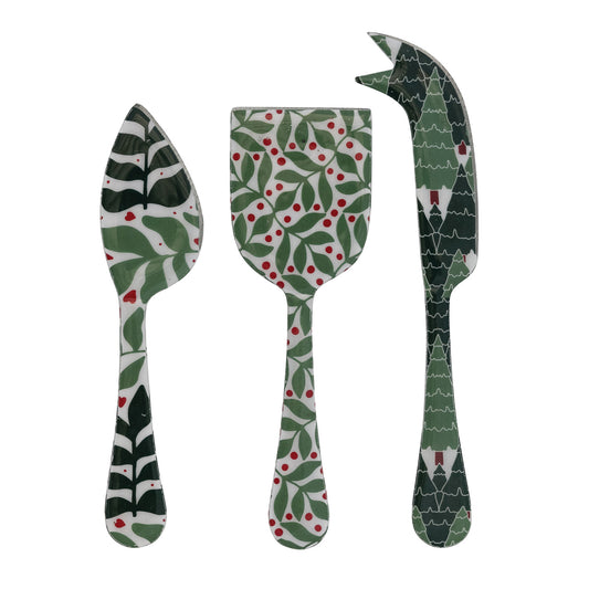 Enameled Stainless Steel Cheese Servers, Set of 3