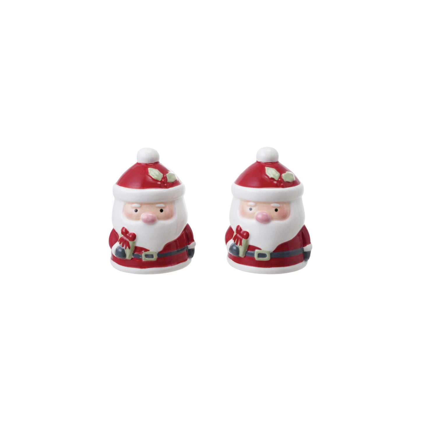 Hand-Painted Ceramic Santa Shaped Salt & Pepper Shakers, Set of 2