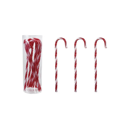 Plastic Candy Cane Drink Stirrers with Stripes, Set of 10