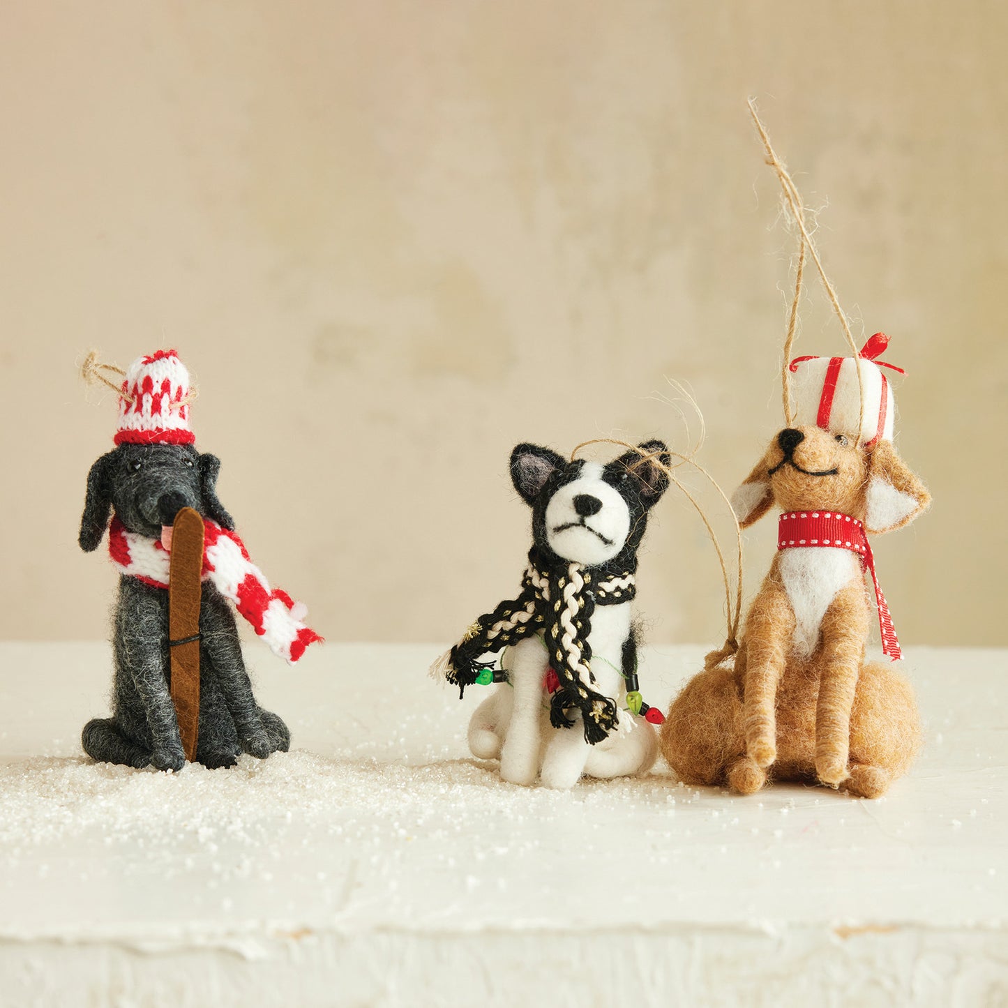 Handmade Wool Felted Dog Ornament