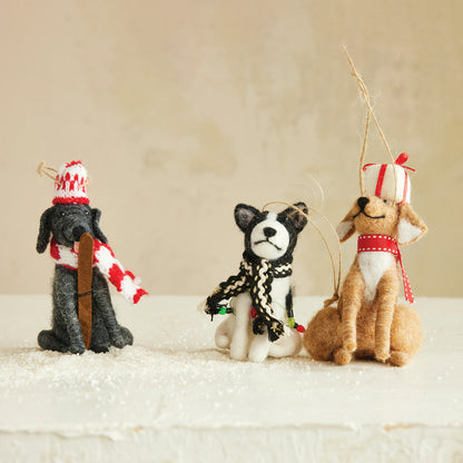 Handmade Wool Felted Dog Ornament