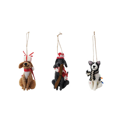 Handmade Wool Felted Dog Ornament