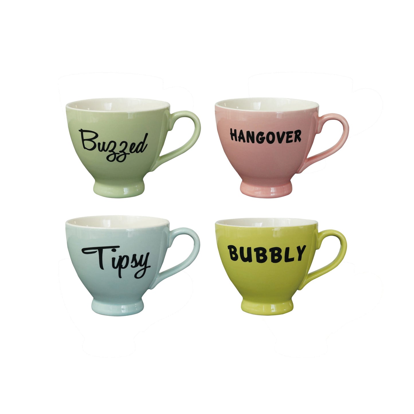 Stoneware Footed Mug with Word