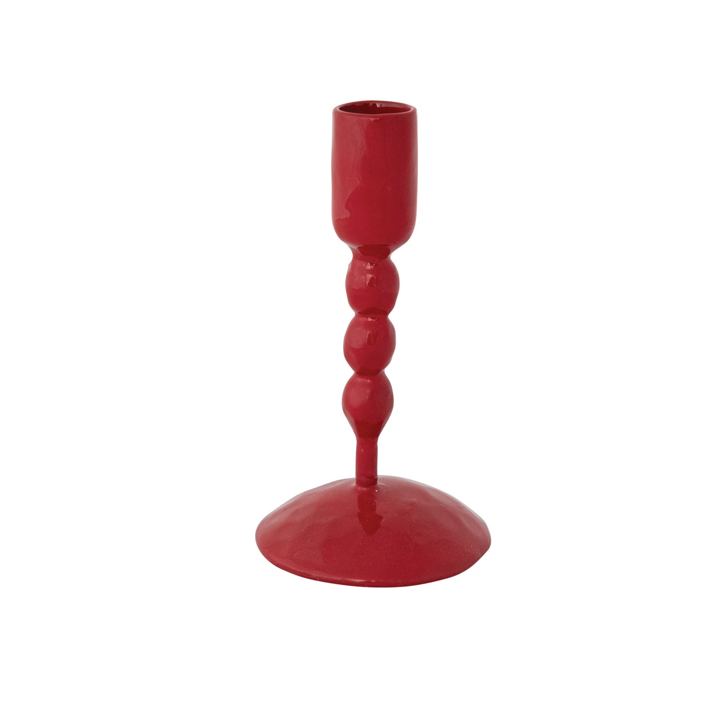 Red Enameled Cast Iron Taper Candle Holder