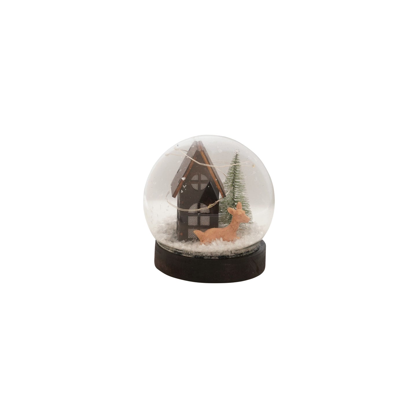 Painted Glass Globe with Cabin Scene