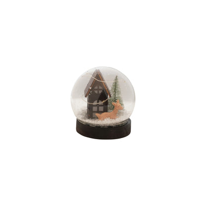 Painted Glass Globe with Cabin Scene