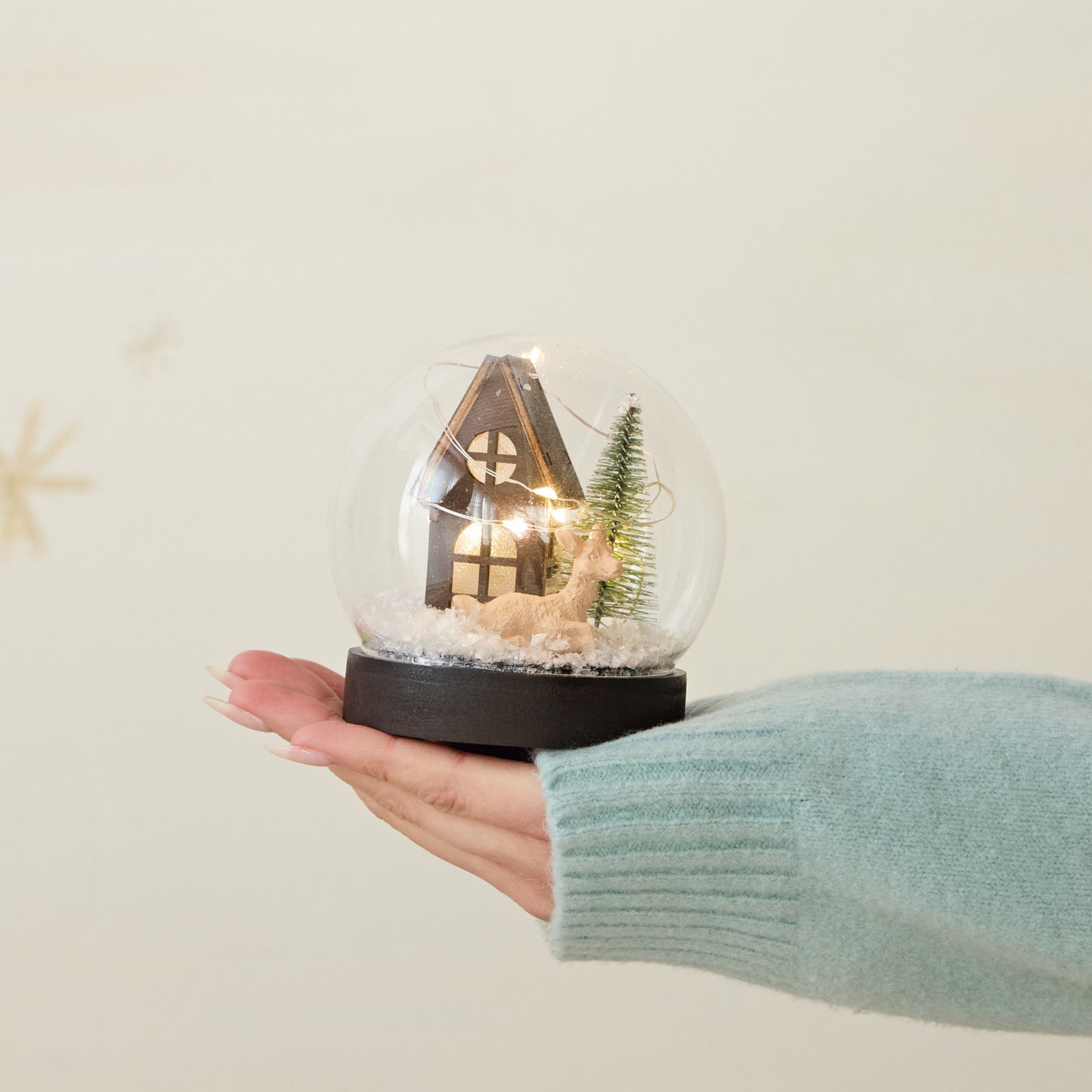 Painted Glass Globe with Cabin Scene