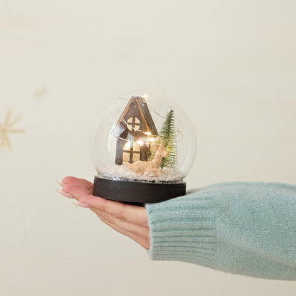 Painted Glass Globe with Cabin Scene