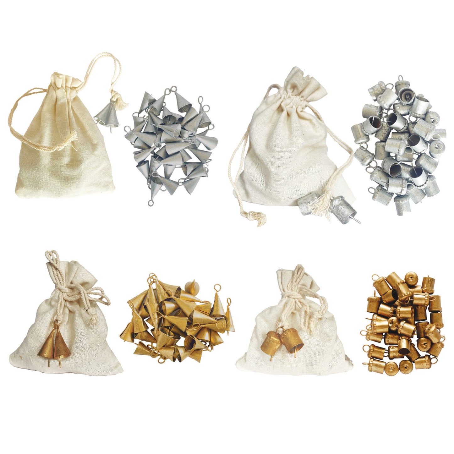 Embossed Iron Bell Sets with Drawstring Bag